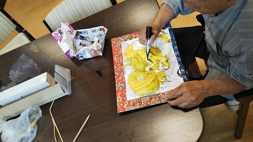 １０月の壁画　飾り幕作り
